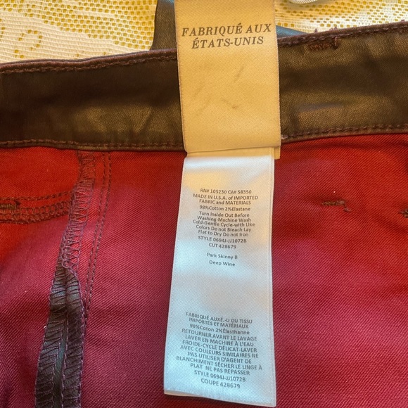Joie Jeans, Park Skinny B, Wine, Leather Look, zip pockets and at leg hem, Sz 26 - Picture 8 of 14